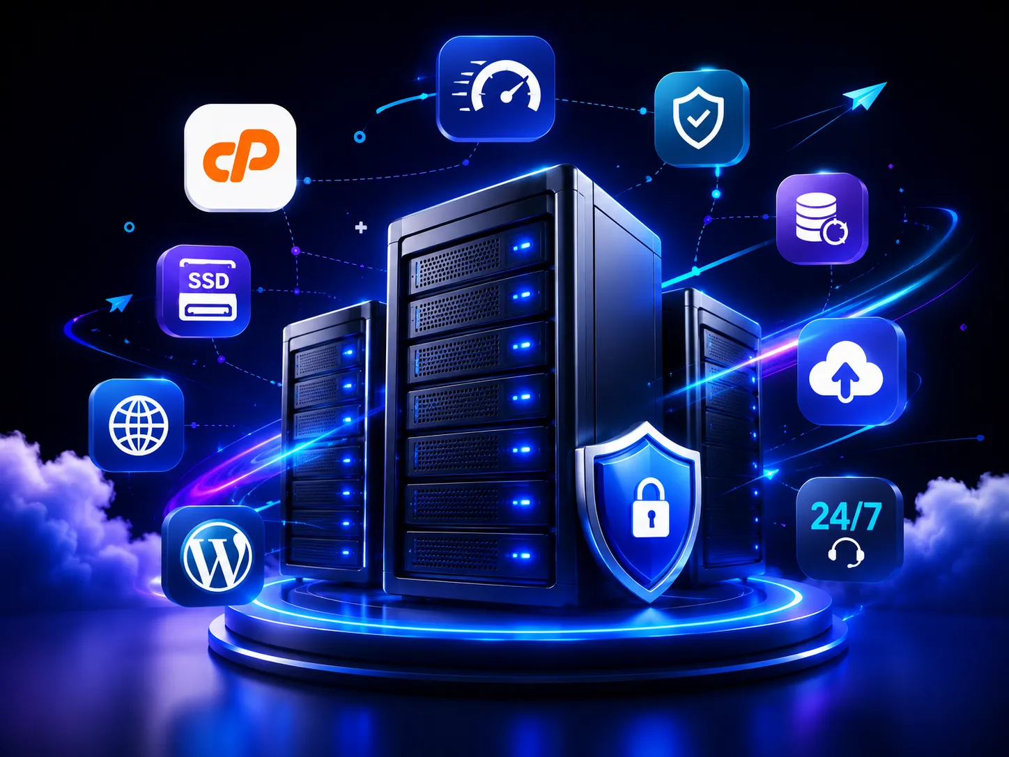 Web hosting — top performance metrics dashboard