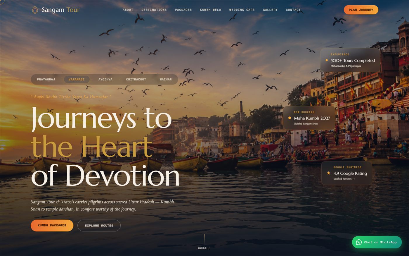 Sangam Tour and Travel — pilgrimage and travel booking website by Gleyon